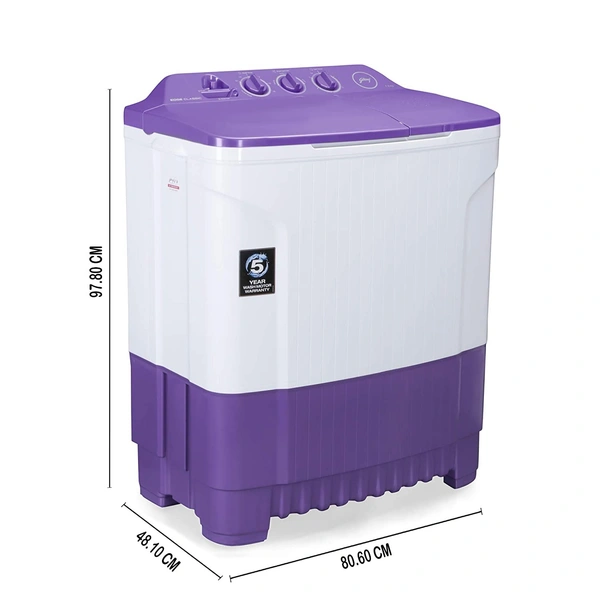 Godrej 7.5 Kg Semi-Automatic Top Loading Washing Machine (WS EDGE CLS 7.5 PN2 M ROPL, Royal Purple) - Credit & Debit Card Accepted, 3-5 Days