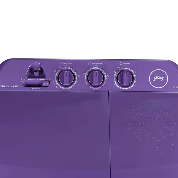 Godrej 7.5 Kg Semi-Automatic Top Loading Washing Machine (WS EDGE CLS 7.5 PN2 M ROPL, Royal Purple) - Credit & Debit Card Accepted, 3-5 Days
