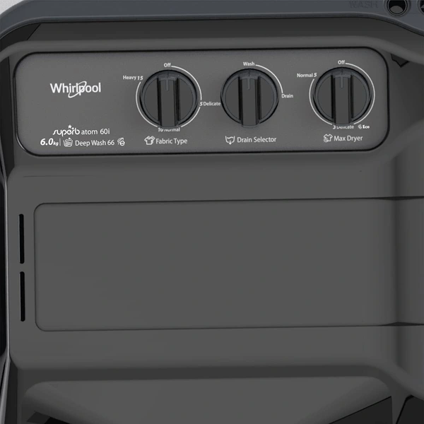 Whirlpool 6 Kg 5 Star Semi-Automatic Top Loading Washing Machine (SUPERB ATOM 60I, Grey Dazzle) - Credit & Debit Card Accepted, 3-5 Days