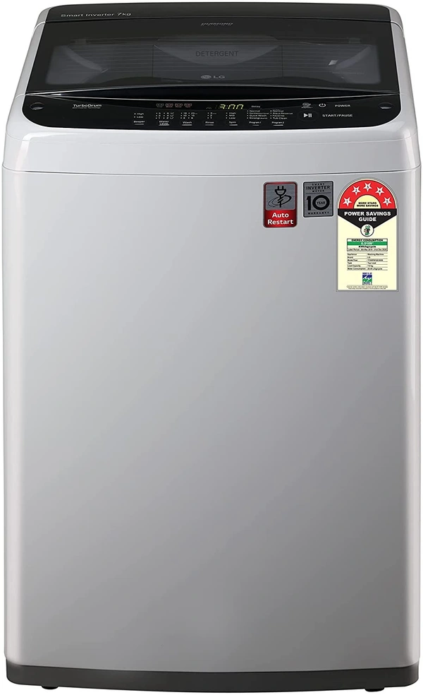 LG 7 kg Inverter Fully-Automatic Top Loading Washing Machine (T70SPSF2Z, Middle Free Silver) - Credit & Debit Card Accepted, 3-5 Days