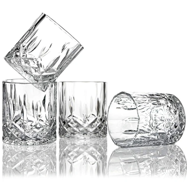 Soogo Crystal Whiskey Glasses Set of 6 pcs- 300 ml Bar Glass for Drinking Bourbon, Whisky, Scotch, Cocktails, Cognac- Old Fashioned Cocktail Tumblers - Hiranagar, 3-5 Days