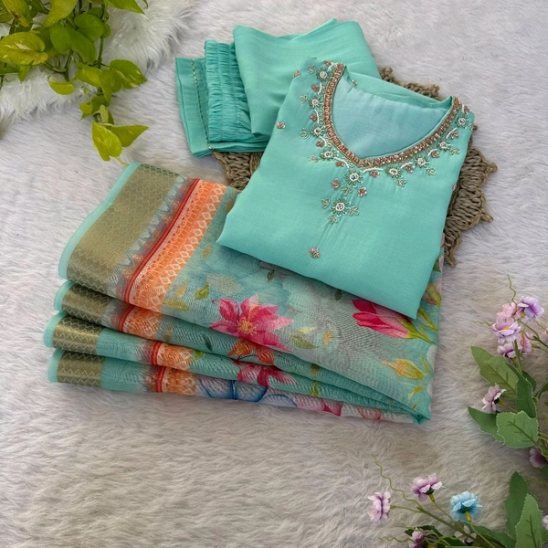 Roman Silk Soft Fabric Kurti Set - L