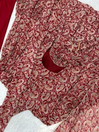 Pure Soft Fox Georgette Kalamkari Print Fabric Fully Flair Anarkali,with Duppta Set* - L