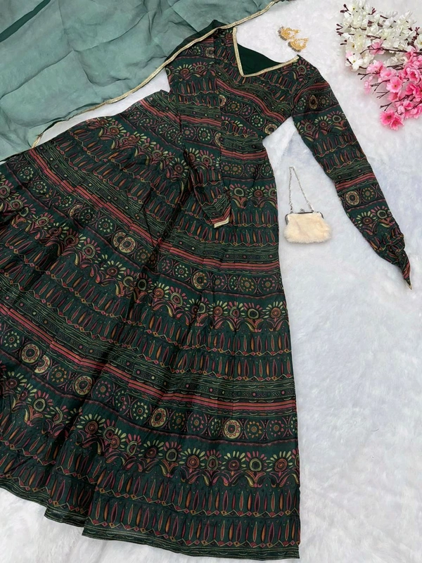 Anarkali Gown Jimmy Organza Silk  - L