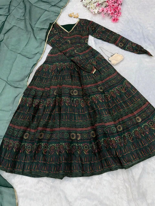 Anarkali Gown Jimmy Organza Silk  - L