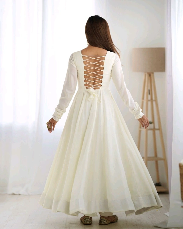 Pure Soft Vichitra Silk Fabric Fully Flair Kali Pattern And Canvas Patta With Duppta Set,pent Ready To Wear* - Xxl