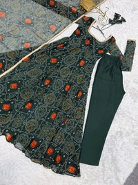 Anarkali Pure Chinon Bandhej  - S