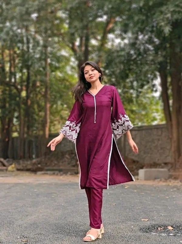 Viscose rayon Kurta With Bottom Wear - S