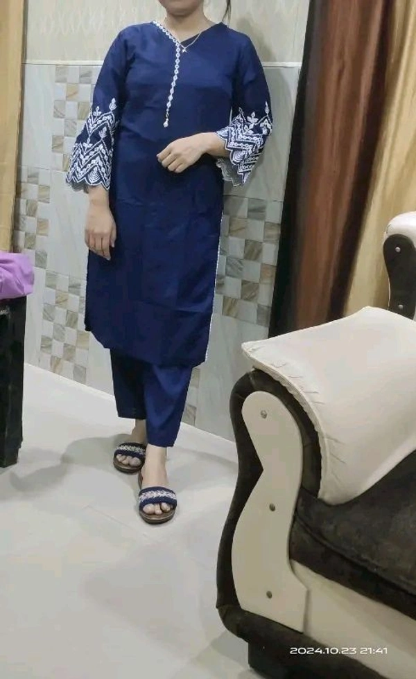 Viscose rayon Kurta With Bottom Wear - Xl