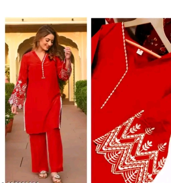 Viscose rayon Kurta With Bottom Wear - S