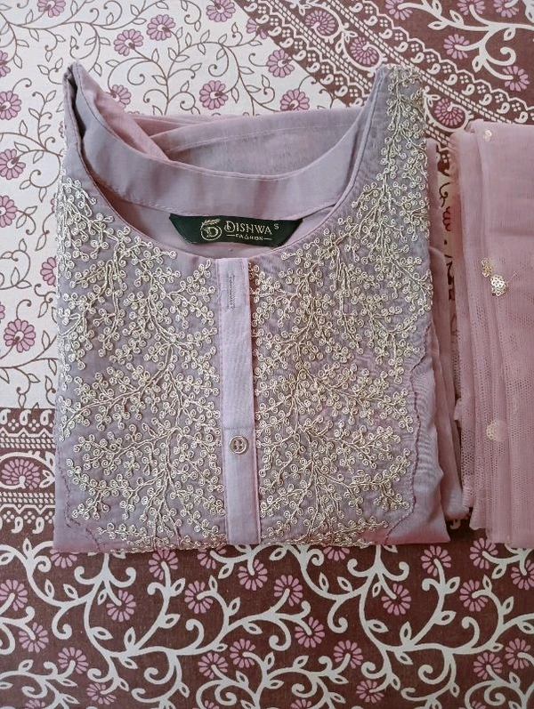 Chanderi Silk + Kurta Dupatta And Bottom Wear - S
