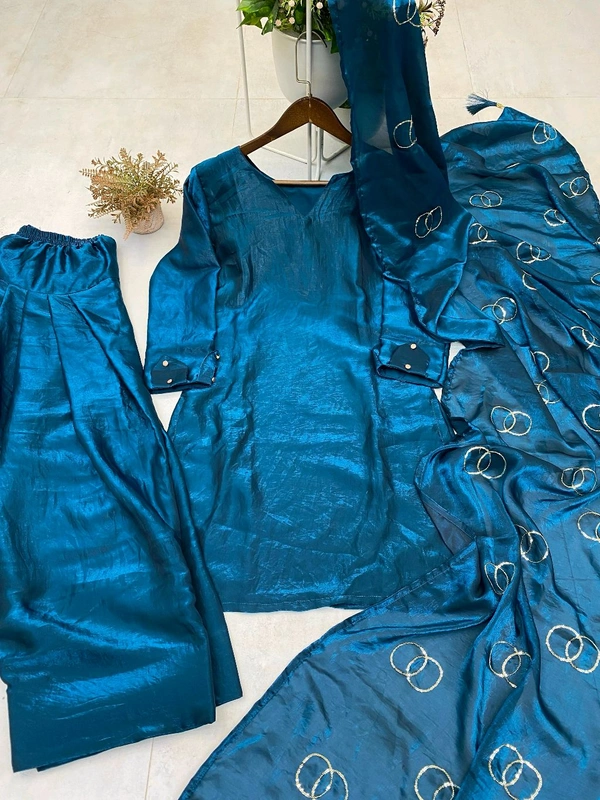 FARSI SALWAR SUIT FENDI SILK FABRIC TOP AND PANT WITH DUPATTA* - M