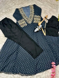 Presenting Beautiful Heavy quality Georgette Fabric designer wear Style Anarkali Style Side Cut Kurti with Chinon - 44