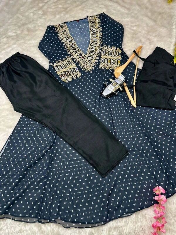 Presenting Beautiful Heavy quality Georgette Fabric designer wear Style Anarkali Style Side Cut Kurti with Chinon - 44