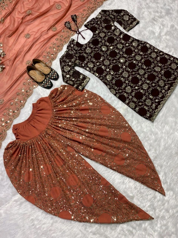 Launching New Designer Party Wear Look Top ,Dhoti Salwar and Dupatta*πβ€οΈ - Xl