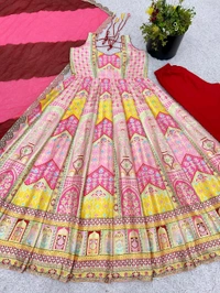 Launching New Designer Party Wear Look Gown, Bottom and Dupatta in Fully Kali Flair With Attached Pad*π₯ - M