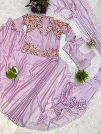 INDO-WESTERN DRAPE SAREE….*
*🥻WE ARE LAUNCHING NEW SUPERHIT TRENDING INDO-WESTERN READY TO WEAR SAREE WITH FULLY EMBROIDERED KOTI ON RANGOLI SILK FABRIC WITH STITCH BLOUSE