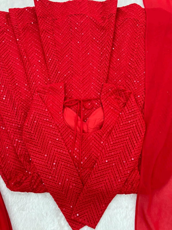 *Launching This Timeless And Classic Lukhnowi Georgette Fabric Anarkali Suit Set For The Upcoming Festivities And Wedding Season* - S-36