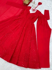 *Launching This Timeless And Classic Lukhnowi Georgette Fabric Anarkali Suit Set For The Upcoming Festivities And Wedding Season* - L-40