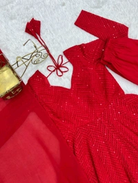 *Launching This Timeless And Classic Lukhnowi Georgette Fabric Anarkali Suit Set For The Upcoming Festivities And Wedding Season* - Xl-42