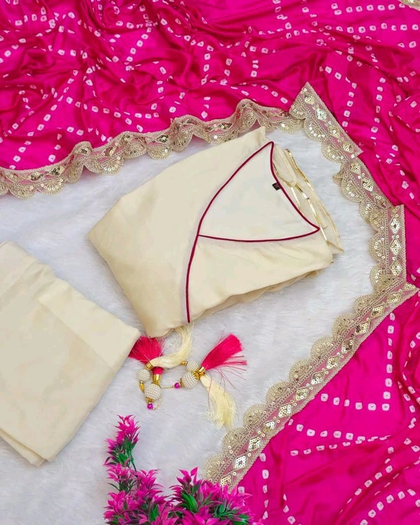 Handmade Anarkali Plazzo Set & Bandhani Dupatta For A Royal Festive Look - XS (With Margin Up To S)