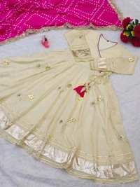 Handmade Anarkali Plazzo Set & Bandhani Dupatta For A Royal Festive Look - XS (With Margin Up To S)