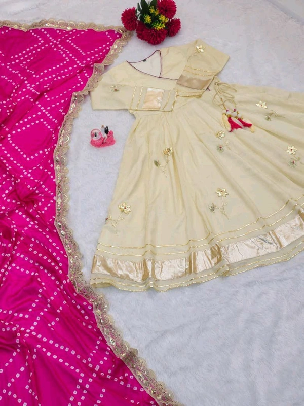 Handmade Anarkali Plazzo Set & Bandhani Dupatta For A Royal Festive Look - XS (With Margin Up To S)