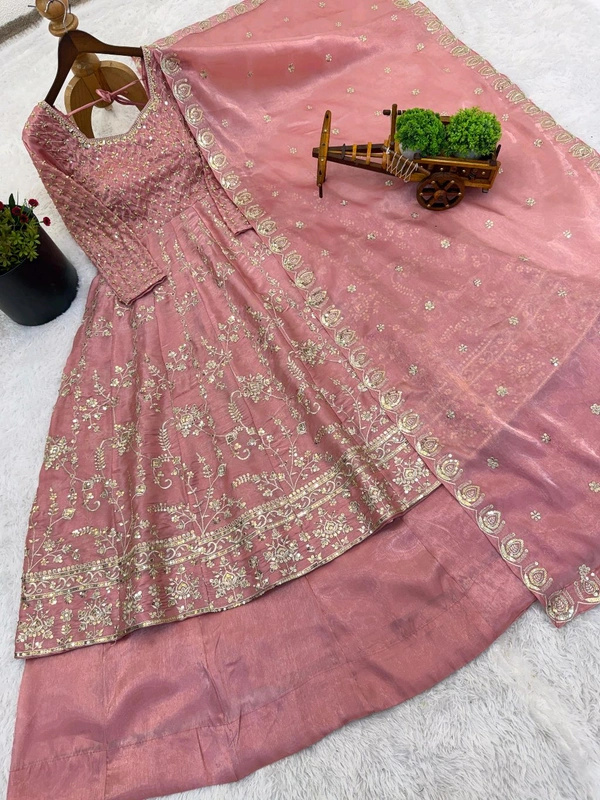 Top Fabrics* :GMY Silk *Heavy Embroidery Sequence Work* With Sleeves
*Top Inner* : Heavy Micro Cotton - M-38