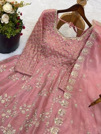 Top Fabrics* :GMY Silk *Heavy Embroidery Sequence Work* With Sleeves
*Top Inner* : Heavy Micro Cotton - M-38