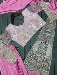 *New Super Trending Embroidery Sequence work ready to wear saree with Embroidery Blouse*