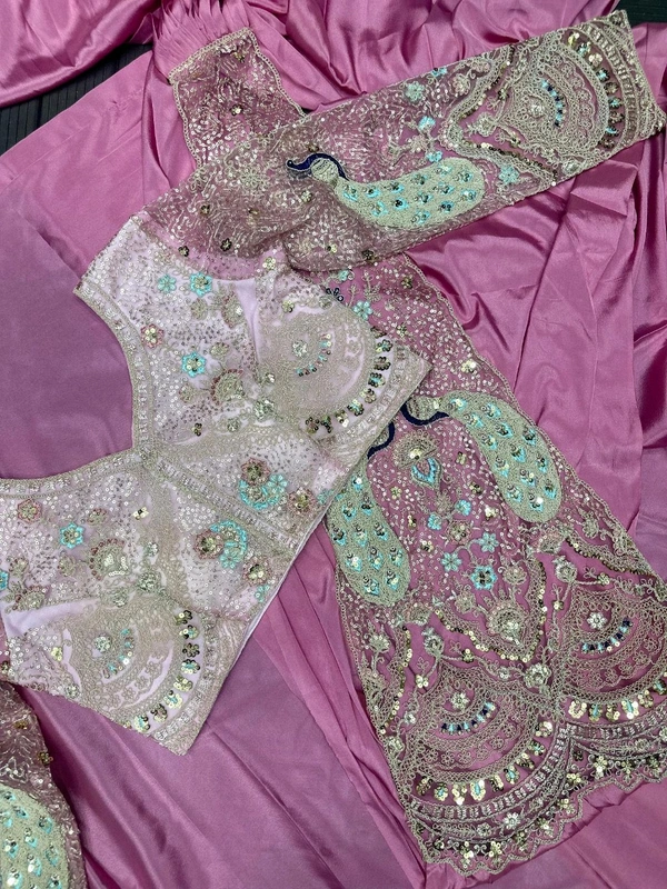 *New Super Trending Embroidery Sequence work ready to wear saree with Embroidery Blouse*