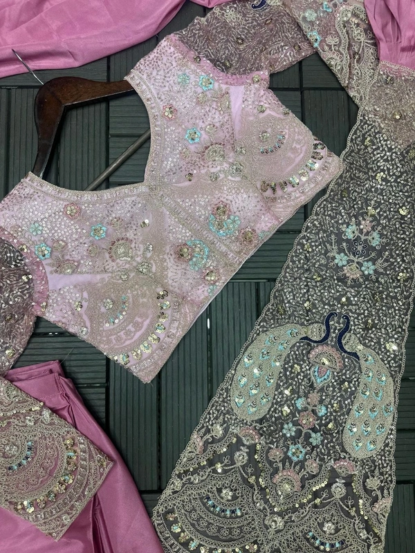 *New Super Trending Embroidery Sequence work ready to wear saree with Embroidery Blouse*