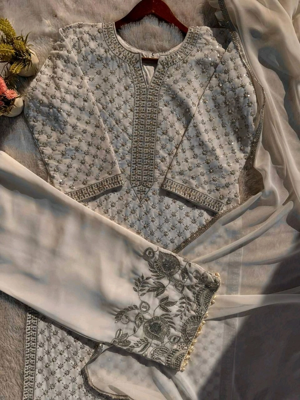 *DESIRABLE FANCY FAUX GEORGETTE WITH SEQUENCE EMBROIDERED AND 1700+ORIGINAL - M-38