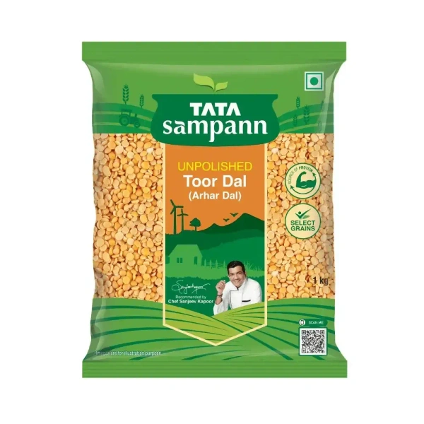 Tata Sampann Arhar Dal 1 Kg , Unpolished - 1kg