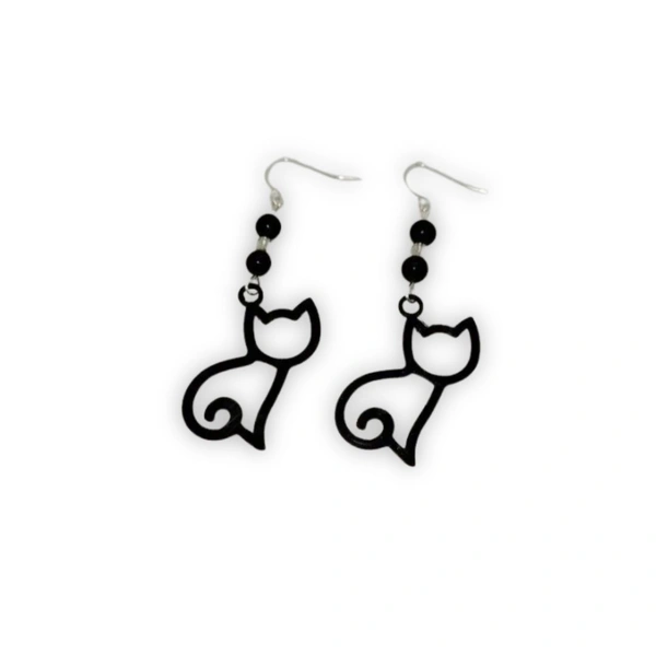 Styra Kitten Earrings - Black