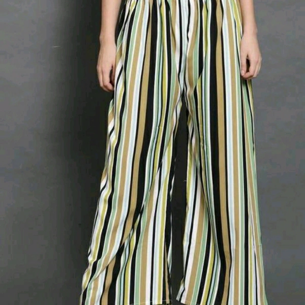 Green And Black Vertical Striped Women's Palazzo - 28