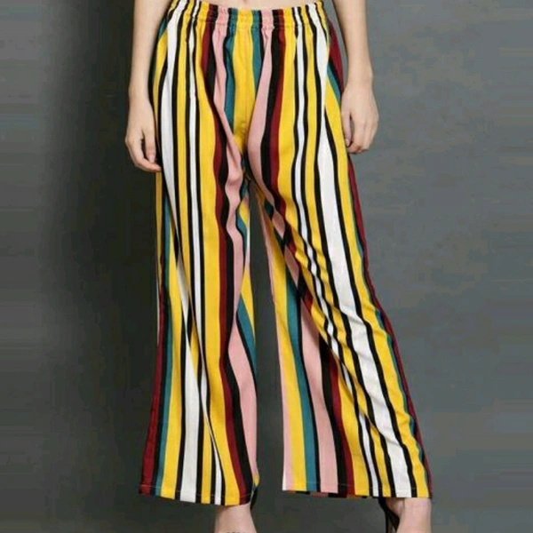 Yellow And Red Horizontal Striped Women's Palazzo - 28