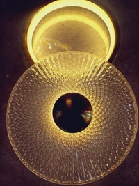 Golden Crystal Ring Light With Glass - Gold, White