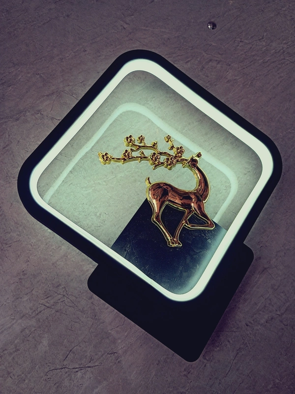 Square Golden Deer With White Light Effect Wall Light
