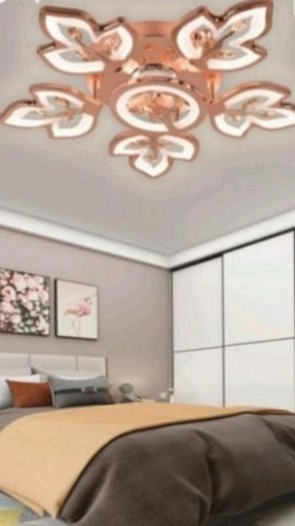 Modern Floral LED Ceiling Light | Rose Gold Flush Mount Chandelier in Jaipur - Sriramlighthouse.in - Rose Gold