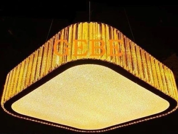 Modern Square Crystal Chandelier | Golden LED Ceiling Light in Jaipur - Sriramlighthouse.in - Gold