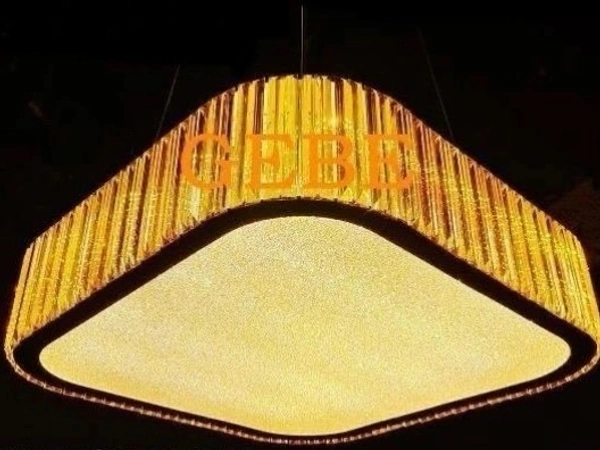 Modern Square Crystal Chandelier | Golden LED Ceiling Light in Jaipur - Sriramlighthouse.in - Gold