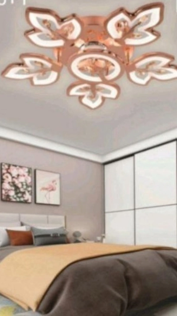 Modern Floral LED Ceiling Light | Rose Gold Flush Mount Chandelier in Jaipur - Sriramlighthouse.in - Rose Gold