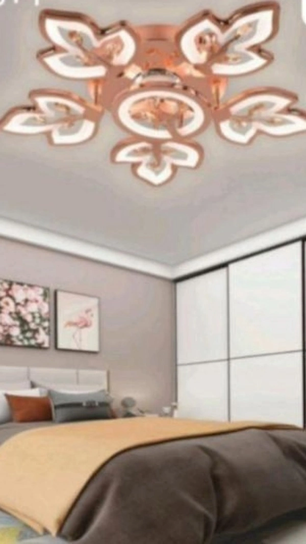 Modern Floral LED Ceiling Light | Rose Gold Flush Mount Chandelier in Jaipur - Sriramlighthouse.in - Rose Gold
