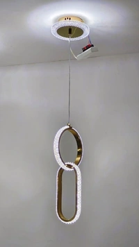 Modern Interconnected Rings Pendant Light | Crystal Loop LED Hanging Lamp in Jaipur - Sriramlighthouse.in - Gold