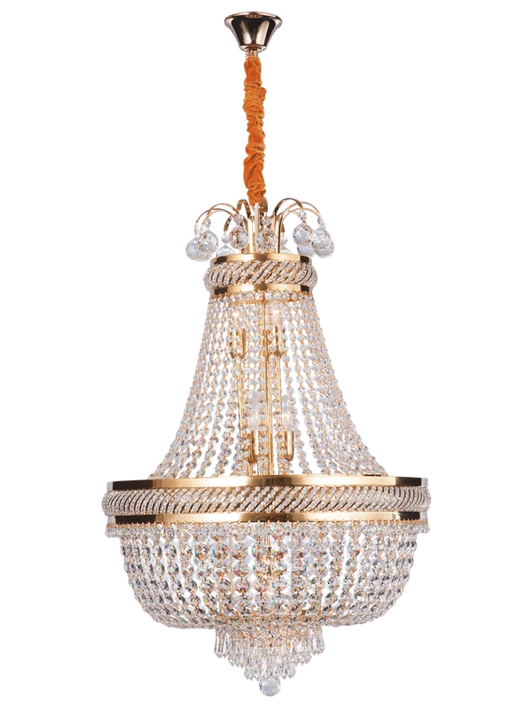 Brass Jaquar Celeste Tiered Candle Hanging Chandelier, Crystal - white