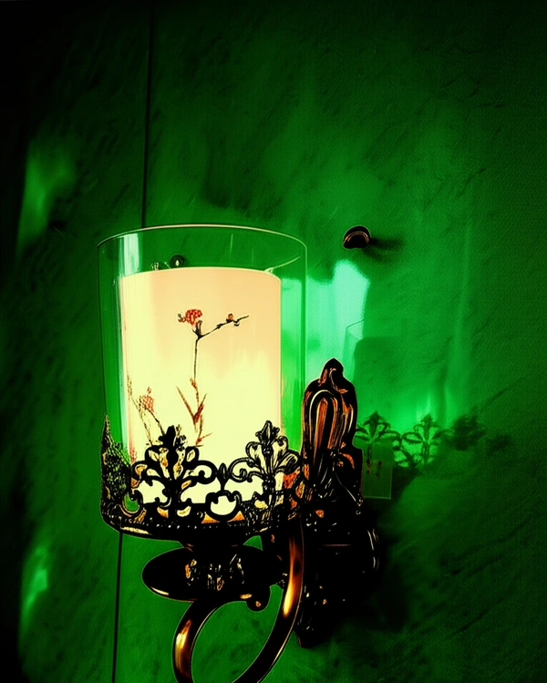 White Glass Mounted Wall Lamp With Bulb - Woodland