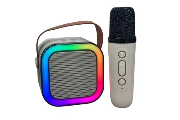 K12 Mini Karaoke Toy Speaker with Wireless Microphone for Kids Girls and Boys Bluetooth Speaker Rechargeable, BT,TFT,AUX,USB (Pink)