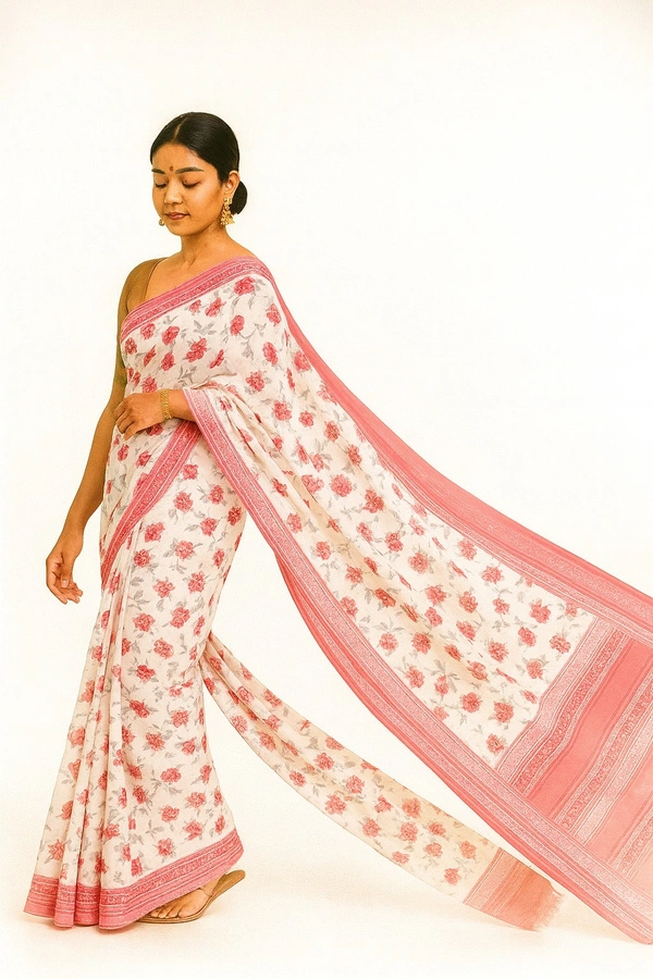 L.T FANCEY SAREE-SKU-300000215 - WHITE