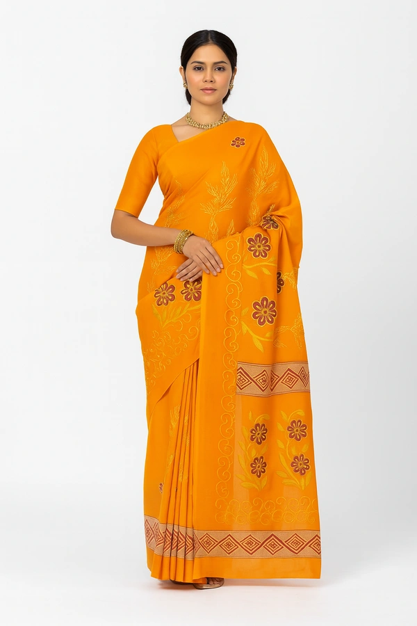 cotton saree-Sku-200001281
